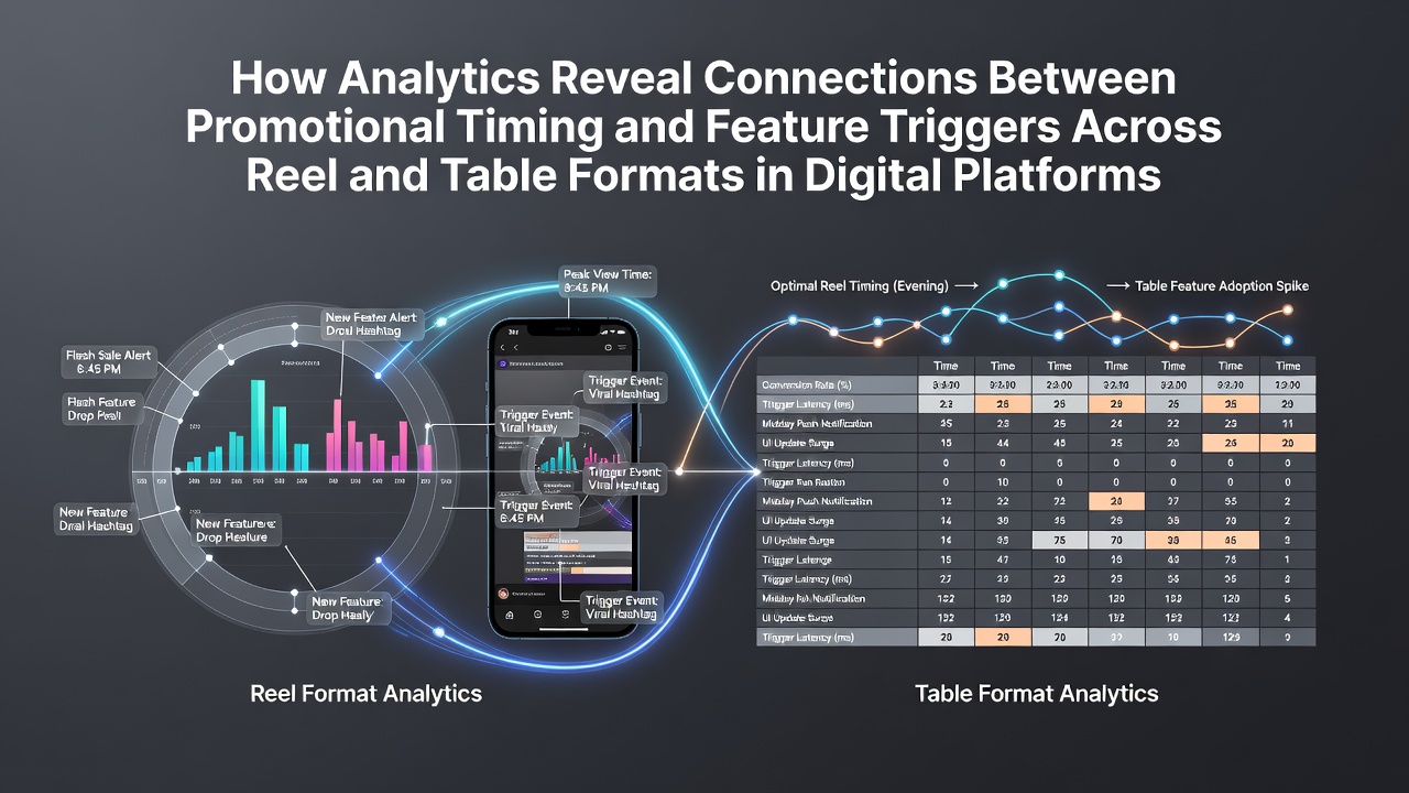Analytics dashboard displaying promotional timing data correlated with feature trigger rates in reel and table game formats