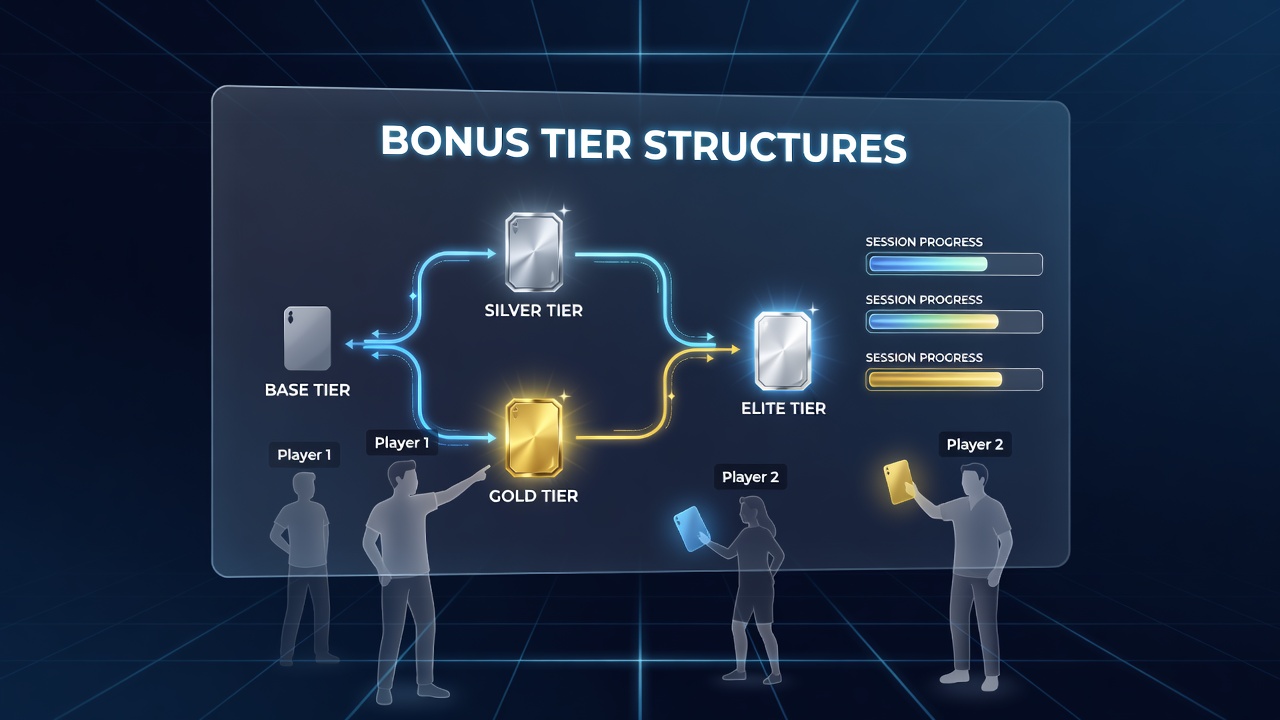 Screenshot of bonus tier dashboard showing progression bars and multiplayer session stats